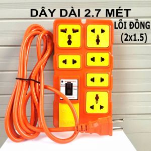 Ổ 6 LOẠI TỐT, LÕI SỨ DÂY 2.7 MÉT, LÕI ĐỒNG (2x1.5)