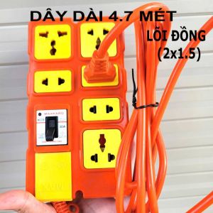 Ổ 6 LOẠI TỐT, LÕI SỨ DÂY 4.7 MÉT, LÕI ĐỒNG (2x1.5)